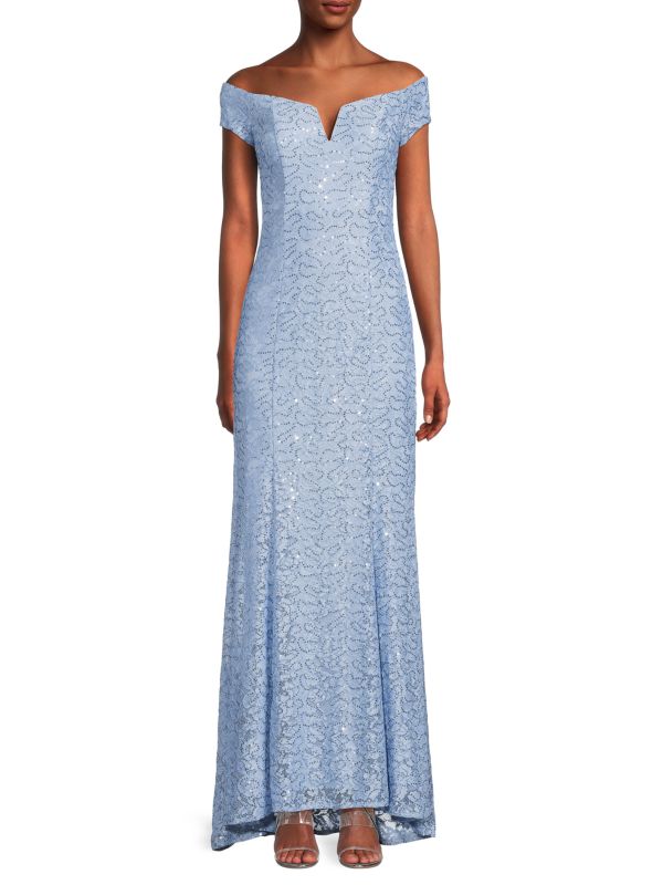 Vince Camuto Off-The-Shoulder Lace Gown